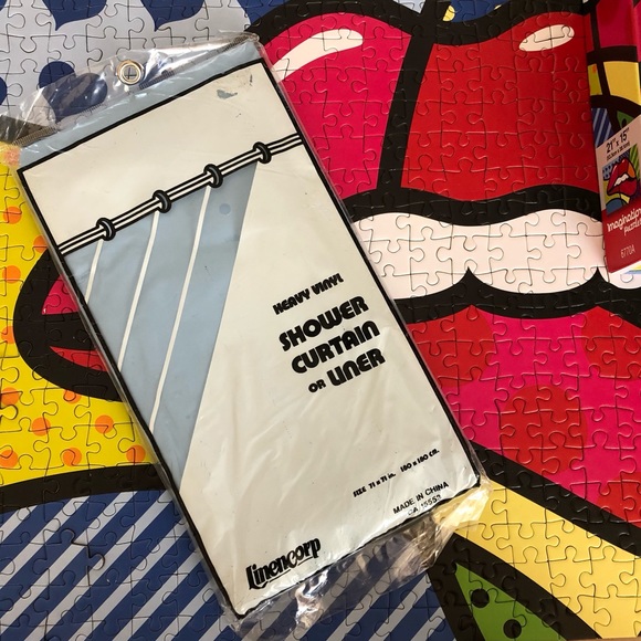 70's Blue Heavy Vinyl Shower Curtain - Blue Shower Liner - 71 x 71 - NOS - Picture 6 of 6